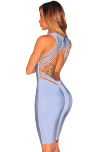 Blue Strappy Cut-Out Back Bandage Dress