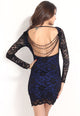 Blue Thrilling Beaded Lace Dress