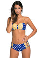 Blue White Dots Bow Detail High Waist Bathing Suit
