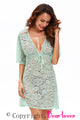 Bluish Green See-through Lace Cover Up Dress