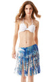 Bluish Printed Tassel Beach Skirt