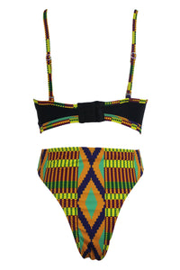 Bright African Print Cut out High Waist Swimsuit