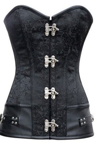 Brocade Steampunk Corset with Clasp Fasteners