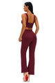 Burgundy Cross Front Crop Top and Pocket Pant Set