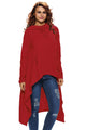 Burgundy Plain Drawstring Irregular Oversize Hoodie