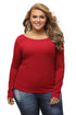 Burgundy Plus-Size Crisscross Back Long-Sleeve Top