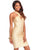 Champagne Keyholes Crossover Neck Bodycon Dress