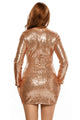 Champagne Ruched Sequin Long Sleeve Nightclub Dress