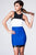 Cobalt Blue Leatherette Spliced Bodycon Dress