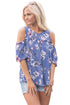 Cold Shoulder Blue Floral Blouse