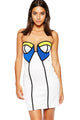 Color Block Cups Strapless Bodycon Dress
