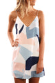 Color Block Geometric Print Short Dress