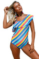 Colorful Stripes Ruffle One Piece Swimsuit