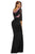 Contrast Floral Applique Black Long Sleeve Party Dress