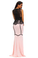 Contrast Peplum Lace Top Slinky Fishtail Party Dress