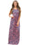 Coral Contrast Damask Print Sleeveless Long Dress