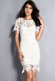 Cream White 2pcs Hollow-out Lace Midi Dress