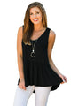 Cute Pleated Hemline Black Tank Top