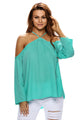 Cyan Long Sleeve Off Shoulder Halter Top