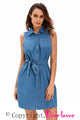 Dark Wash Belted Denim Shirt Dress