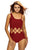Date Red Lace Up Cutout Asymmetric Shoulder Monokini