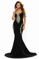 Deluxe Lace Applique Black Mermaid Party Dress