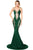 Deluxe Lace Applique Green Mermaid Party Dress