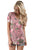 Dusty Pink Floral V Neck Short Sleeve T-shirt