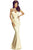 Elegant Gold Lace Cutout Mermaid Party Dress