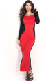 Elegant Party Two Faced Contrast Maxi Evening Dress