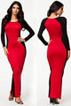 Elegant Party Two Faced Contrast Maxi Evening Dress