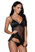 Embroidered Cups Mesh Dotted Babydoll with Hollow-out