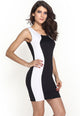 Fashion White Patched Sides Black Mini Dress