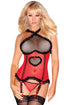 Fishnet and Heart Mesh Cami-Garter and G-String