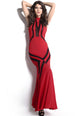Glam Red Mesh Pattern Hourglass Evening Dress
