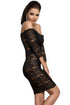 Glimmering Black Lace Off Shoulder Bodycon Dress