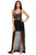 Gold Embroidery Long Tail Belted Little Black Party Dress