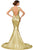 Gold Full Sequin Big Bow Accent Party Dress