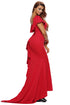 Gorgeous Ruffle Accent Hot Red Party Gown