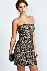 Graceful Women Bandeau Lace Bodycon Dress