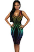 Gradient Color Print Sleeveless Bodycon Dress