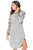 Gray Floral Sleeve Shift Hoodie Dress