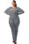 Gray Plus Size Slit Long Sleeve Jumpsuit