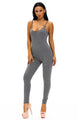 Gray Spaghetti Straps Simple Stretch Jumpsuit