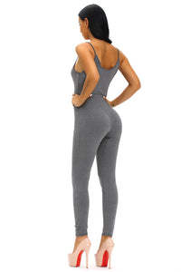 Gray Spaghetti Straps Simple Stretch Jumpsuit