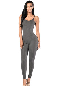 Gray Spaghetti Straps Simple Stretch Jumpsuit