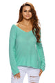 Green Knitted Long Sleeve Plunge Jumper