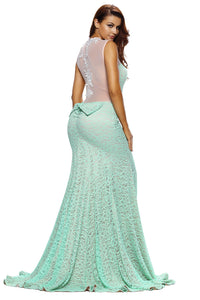 Green Lace Glamour Split Maxi Party Dress