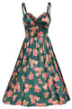 Green Pin-up Digital Floral Swing Vintage Dress