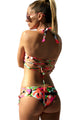 Green Rosy Floral All Over Strappy Crisscross Cut out Monokini